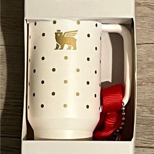 Stanley White and Gold Polka Dot Keychain/Ornament